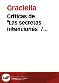 Portada:Críticas de "Las secretas intenciones" / Graciella