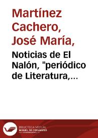 Portada:Noticias de El Nalón, \"periódico de Literatura, Ciencias y Artes\" : Oviedo, 1842 / José María Martínez Cachero