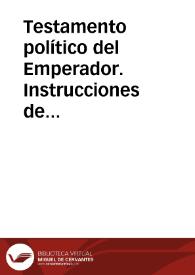 Portada:Testamento político del Emperador. Instrucciones de Carlos V a Felipe II sobre política exterior / Manuel Fernández Álvarez (ed.)