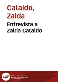 Portada:Entrevista a Zaida Cataldo / por María Martín