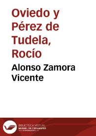 Portada:Alonso Zamora Vicente / Rocío Oviedo y Pérez de Tudela