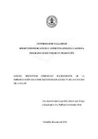 Portada:Estudio descriptivo comparado inglés/español de la representación del conocimiento en los \"abstracts\" de las ciencias de la salud / Belén López Arroyo