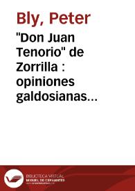 Portada:"Don Juan Tenorio" de Zorrilla : opiniones galdosianas y clarinianas / Peter A. Bly