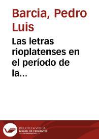 Portada:Las letras rioplatenses en el período de la Ilustración : Juan Baltasar Maciel y el conflicto de dos sistemas literarios / Juan Baltasar Maciel