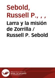 Portada:Larra y la misión de Zorrilla / Russell P. Sebold