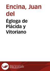 Portada:Égloga de Plácida y Vitoriano / Juan del Enzina