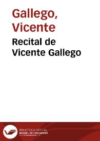 Portada:Recital de Vicente Gallego