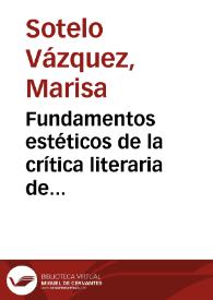 Portada:Fundamentos estéticos de la crítica literaria de Emilia Pardo Bazán / Marisa Sotelo Vázquez