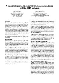 Portada:A reusable hypermedia design for DL manuscripts, based on XML, XSLT and Java / Alejandro Bia and Manuel Sánchez-Quero