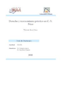 Portada:Derecho y razonamiento práctico en C.S. Nino / Victoria Roca Pérez