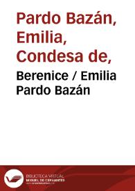 Portada:Berenice / Emilia Pardo Bazán