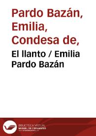 Portada:El llanto / Emilia Pardo Bazán