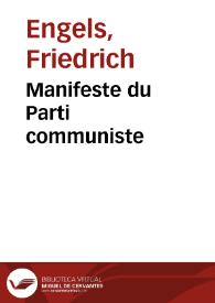 Portada:Manifeste du Parti communiste / Friedrich Engels; Karl Marx