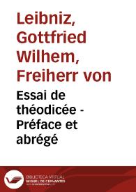 Portada:Essai de théodicée - Préface et abrégé / Gottfried Wilhelm Leibnitz