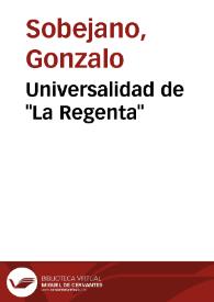 Portada:Universalidad de \"La Regenta\" / Gonzalo Sobejano
