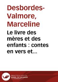 Portada:Le livre des mères et des enfants : contes en vers et en prose. Tome 2 / Marceline Desbordes-Valmore
