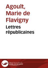 Portada:Lettres républicaines / Marie de Flavigny Agoult