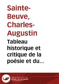 Portada:Tableau historique et critique de la poésie et du théâtre français au XVIe siècle / Sainte-Beuve