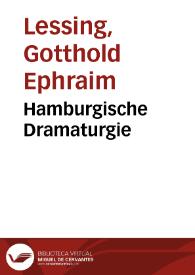 Portada:Hamburgische Dramaturgie / Gotthold Ephraim Lessing
