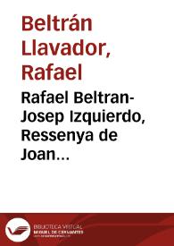 Portada:Rafael Beltran-Josep Izquierdo, Ressenya de Joan Perujo, La coherència estructural del 'Tirant lo Blanch'