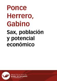 Portada:Sax, población y potencial económico / Gabino Ponce Herrero