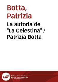 Portada:La autoría de \"La Celestina\" / Patrizia Botta