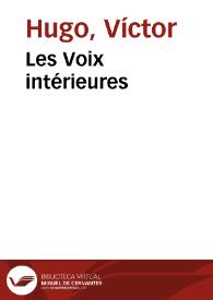 Portada:Les Voix intérieures / Victor Hugo