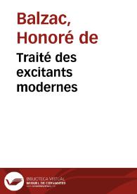 Portada:Traité des excitants modernes / Honoré de Balzac
