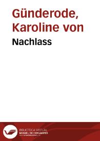 Portada:Nachlass / Karoline von Günderode