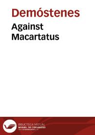 Portada:Against Macartatus / Demosthenes