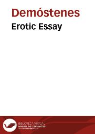 Portada:Erotic Essay / Demosthenes