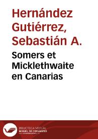 Portada:Somers et Micklethwaite en Canarias / Sebastián A. Hernández Gutiérrez
