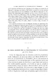 Portada:El Real Archivo de la Chancillería de Valladolid, por el Sr. Salcedo / Vicente Vignau