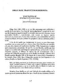 Portada:Diego Ruiz, traductor modernista / Josep Julià Ballbè i Jordi F. Fernández