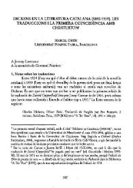 Portada:Dickens en la literatura catalana (1829-1939). Les traduccions i la primera coincidència amb Chesterton / Marcel Ortín
