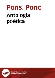 Portada:Antologia poètica / Ponç Pons