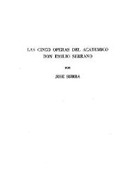 Portada:Las cinco óperas del académico don Emilio Serrano / José Subirá