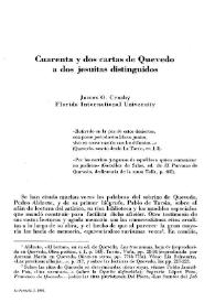 Cuarenta y dos cartas de Quevedo a dos jesuitas distinguidos / James O. Crosby