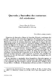 Portada:Quevedo y Saavedra: dos contornos del seiscientos / Jorge García López