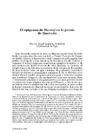Portada:El epigrama de Marcial en la poesía de Quevedo / Manuel Ángel Candelas Colodrón