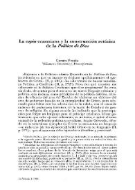 Portada:La "copia" erasmiana y la construcción retórica de la "Política de Dios" / Carmen Peraita