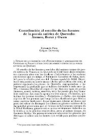 Portada:Contribución al estudio de las fuentes de la poesía satírica de Quevedo: Ateneo, Berni y Owen / Fernando Plata