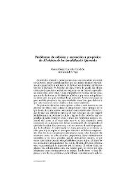 Portada:Problemas de edición y anotación a propósito de "El chitón de las tarabillas" de Quevedo / Manuel Ángel Candelas Colodrón