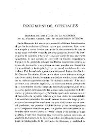 Portada:Memoria de los actos de la Academia, en el último curso, por su secretario interino / Juan Catalina García