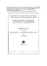 Portada:Museo Arqueológico Nacional. Adquisiciones de 1946 a 1954. Un nuevo depósito de bronce final hallado en San Esteban del río Sil / Martín Almagro Basch