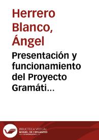 Portada:Presentación y funcionamiento del Proyecto Gramática Constrastiva Español-LSE / Ángel Herrero Blanco y colaboradores