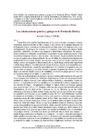 Portada:Las colonizaciones púnica y griega en la Península Ibérica / Antonio García y Bellido