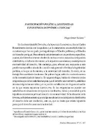 Portada:Participación política, legitimidad e injusticia económica y social / Hugo Omar Seleme