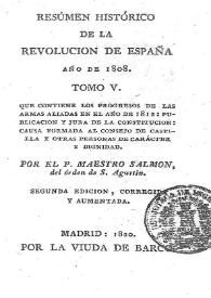 Portada:Resumen histórico de la revolución de España año de 1808. Tomo V / por el P. Maestro Salmón