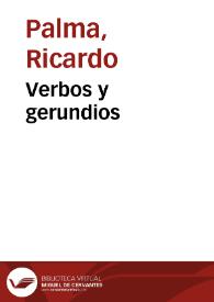 Portada:Verbos y gerundios / por Ricardo Palma
